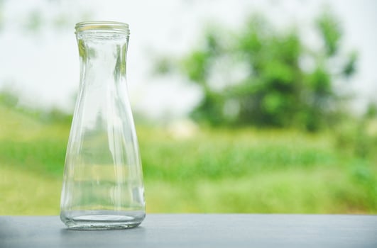 Zero waste use less plastic concept water glass jar pitcher vase free plastic photo