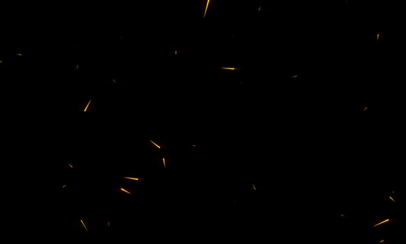 Burning red hot sparks fly from large fire in the night sky. Beautiful abstract background on the theme of fire, light and life. photo