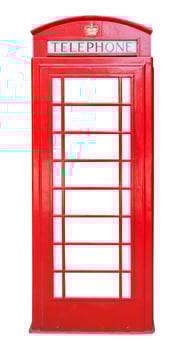 British red phone booth isolated on white photo
