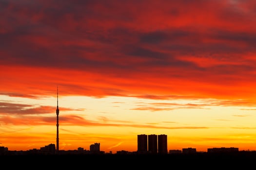 dramatic dark red sunrise cloudscape photo