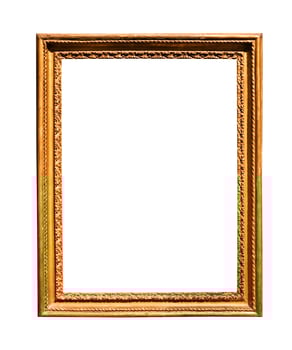 vertical old vintage wooden picture frame isolated photo