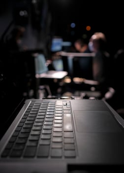 Backstage in a TV studio for a live stream presentation photo