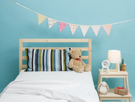 The bedroom for child, Modern blue bedroom for kid photo