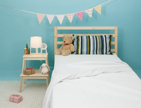 The bedroom for child, Modern blue bedroom for kid photo