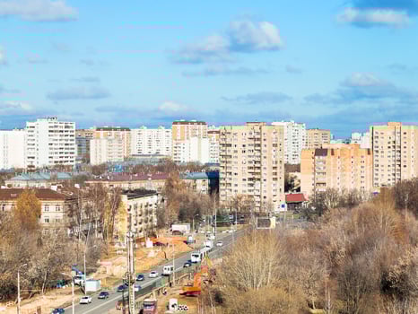 above view on urban street in autumn day photo