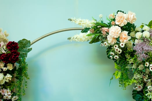 Artificial flowers or leaves made of plastic. photo