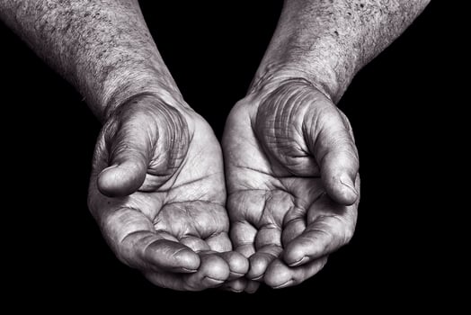 Senior open hands photo