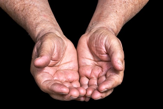 Senior open hands photo