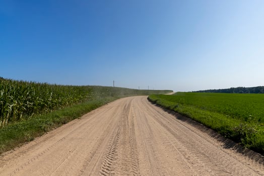 Rural road for cars and transport photo