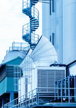Cooling water tower on rooftop industry plant photo