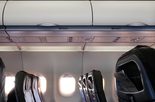 Empty seats on an airplane photo