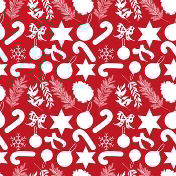 Christmas Ornaments Seamless Red and White Pattern Design photo