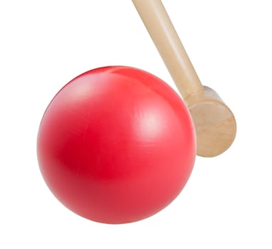 croquet wooden ball and mallet photo