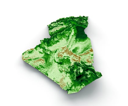 Algeria Topographic Map 3d realistic map Color 3d illustration photo
