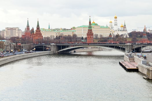 Moskva River and Kremlin in Moscow in autumn day photo