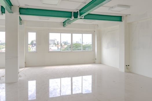Under construction empty room in construction process. photo