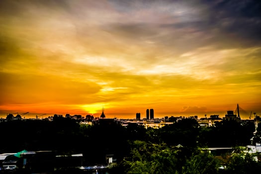 Overview cityscape with in twilight open sky. Bangkok city, Thailand. photo