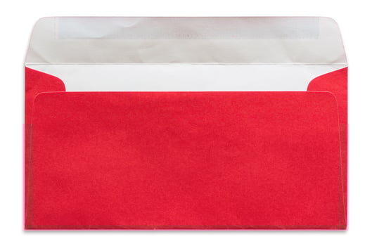 open red envelope isolated on white background photo