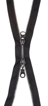 two runners on metallic black zip fastener photo