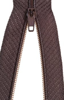 plastic brown zip fastener close up photo