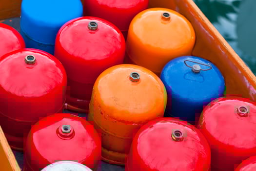 Bright metal gas bottles photo