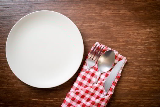empty plate or dish with knife, fork and spoon photo