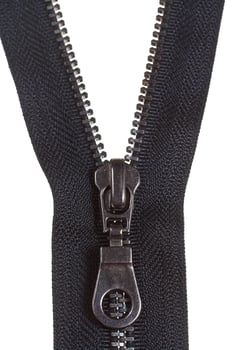 metallic black zip fastener close up photo