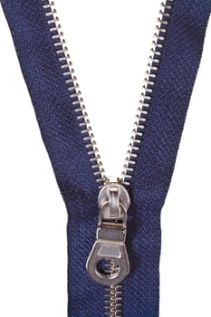 metallic blue zip fastener close up photo
