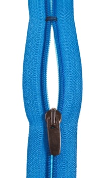 closed-ended blue zip fastener close up photo