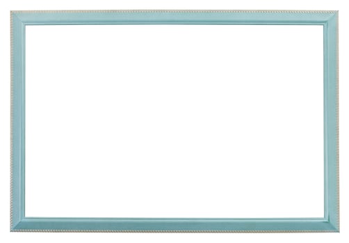 narrow blue wood carved picture frame photo