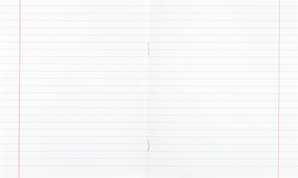 narrow lined double-page spread with red margin photo
