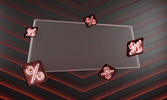 Creative concept 3d neon light discount podium product display photo