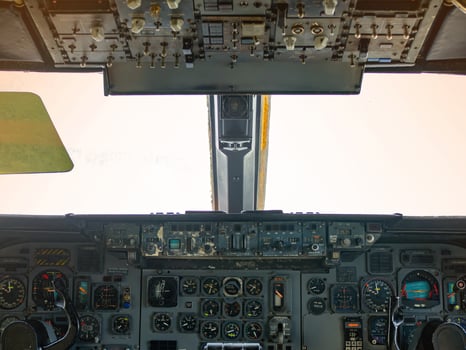 aircraft flight control switch panel inside the cockpit photo