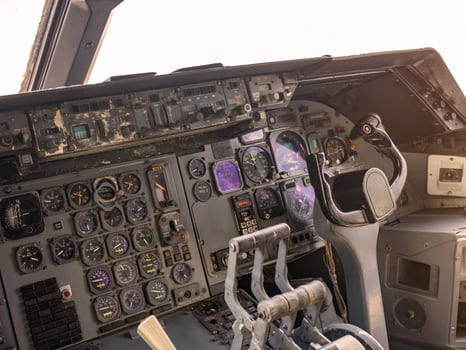 aircraft flight control switch panel inside the cockpit photo