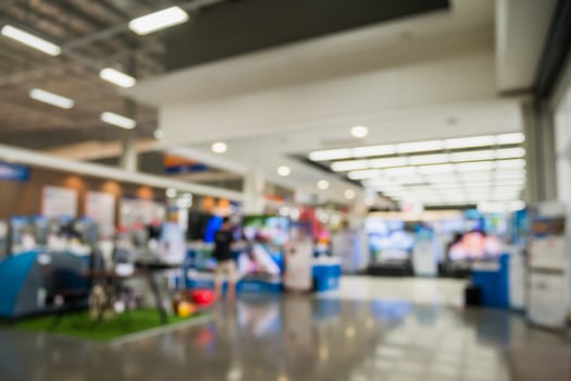 eletronic department store with bokeh blurred background photo