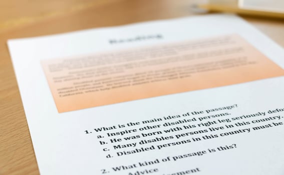 reading sheet on table photo