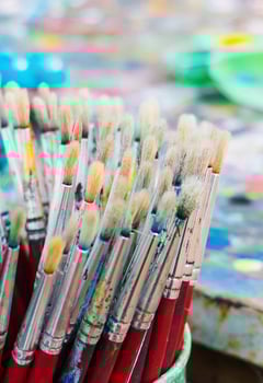 dirty brushes for painting photo