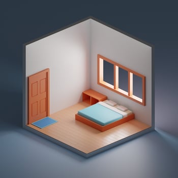 3D render minimal bedroom photo