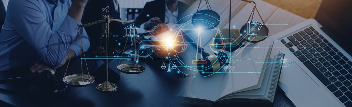 Consultation and conference of professional businesswoman and Male lawyers working and discussion having at law firm in office. Concepts of law, Judge gavel with scales of justice photo