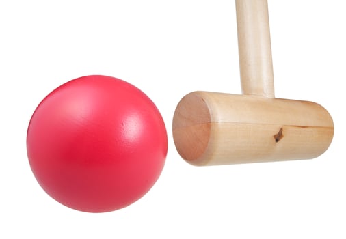 croquet wooden ball and mallet photo