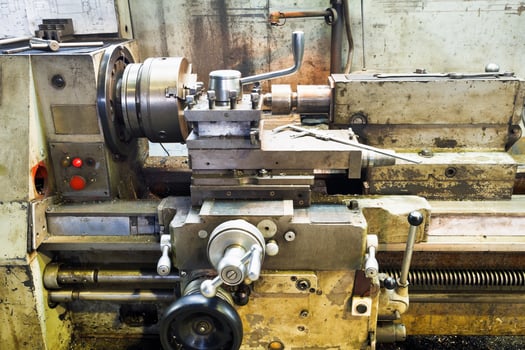 Carriage of old metal lathe machine photo