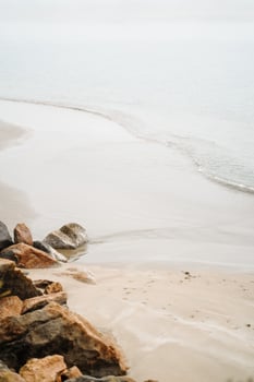 Beach and rocks in Morro bay California photo