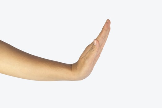 Male asian hand gestures isolated over the white background. photo
