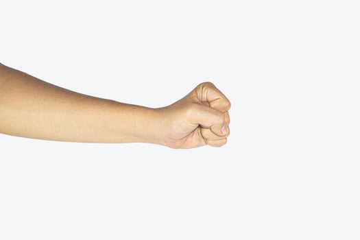 Male asian hand gestures isolated over the white background. photo