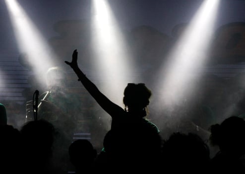 Silhouette of a singer during a concert photo
