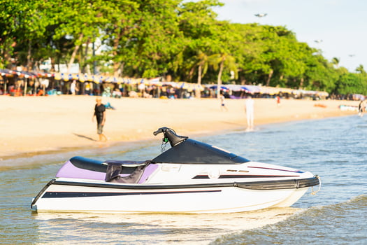 Jet ski parked on the sea photo