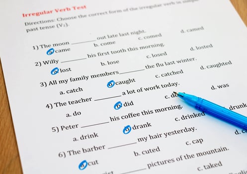 english exam on table photo