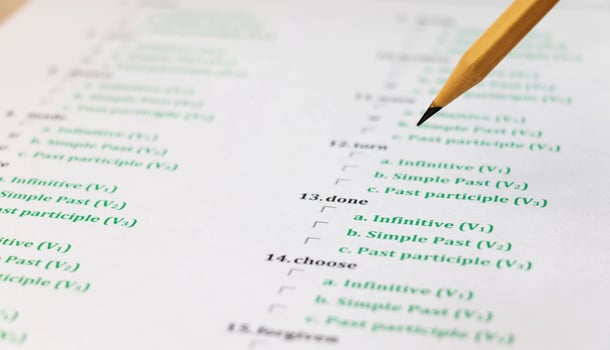 english exam on table photo