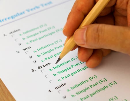 english exam on table photo