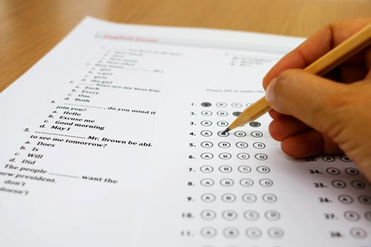 english exam on table photo